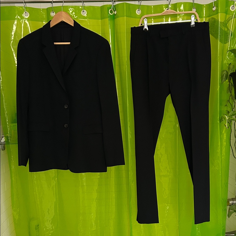 Theory black wool suit